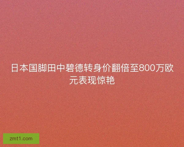 日本国脚田中碧德转身价翻倍至800万欧元表现惊艳